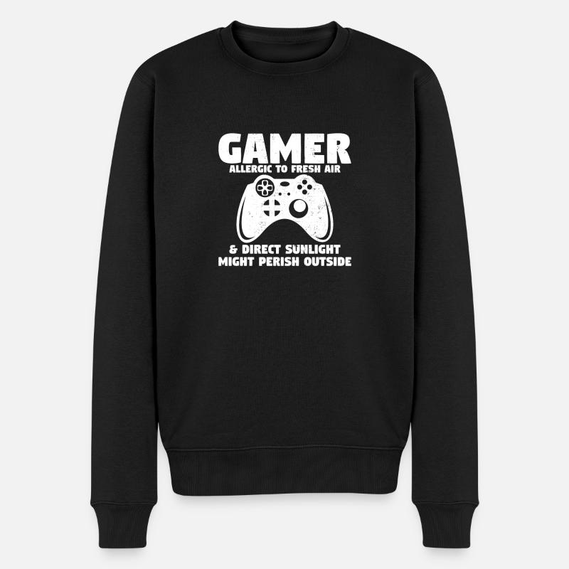 Lustige Gamer-Videospiele - Männer Premium Bio Pullover - Schwarz
