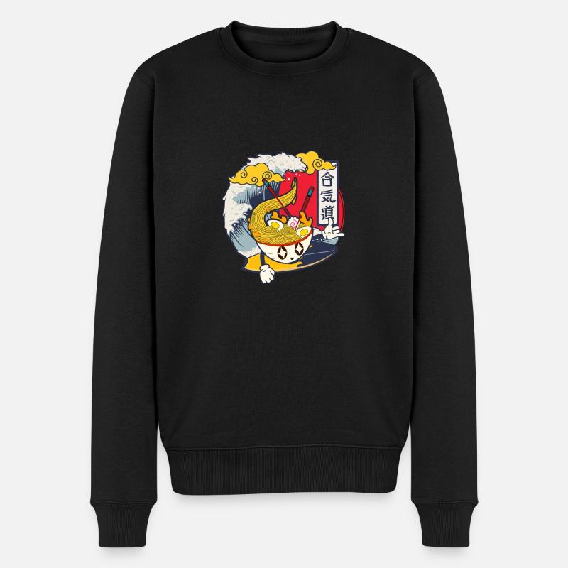 Kawaii Ramen - Männer Premium Bio Pullover - Schwarz