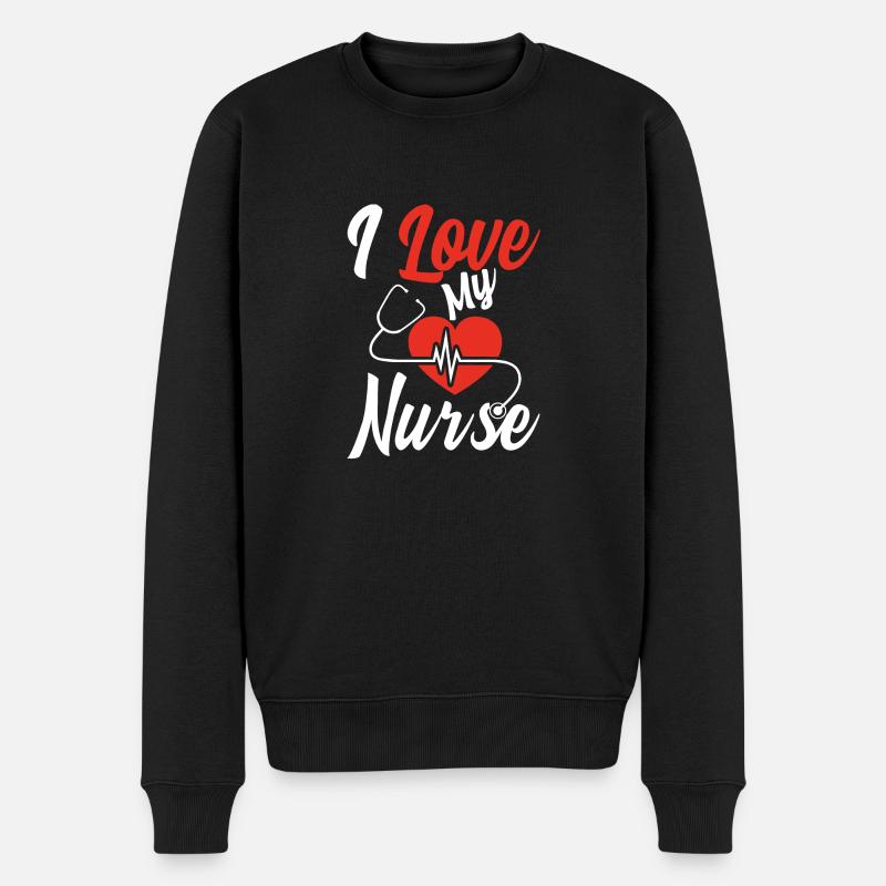 I liebe meine Krankenschwester - Männer Premium Bio Pullover - Schwarz