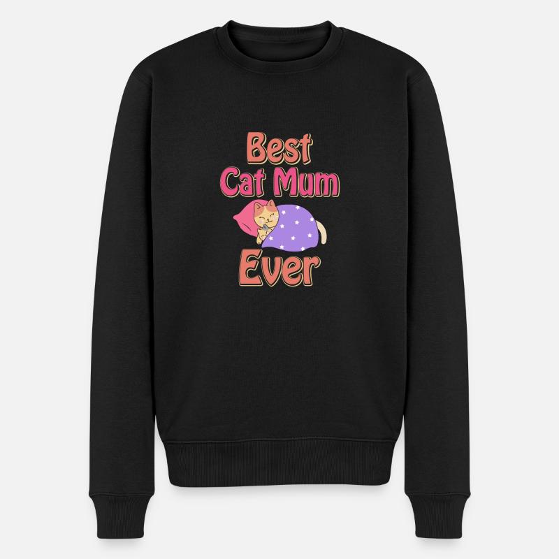 Beste Katzen Mutter - Männer Premium Bio Pullover - Schwarz