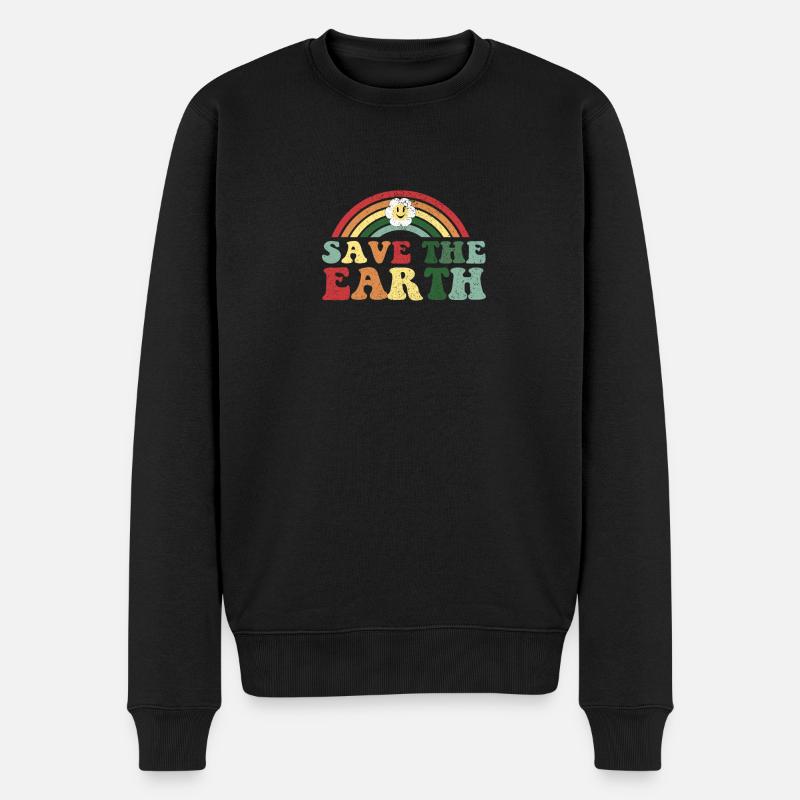 Save the Earth Vintage Distressed Earth Day - Männer Premium Bio Pullover - Schwarz
