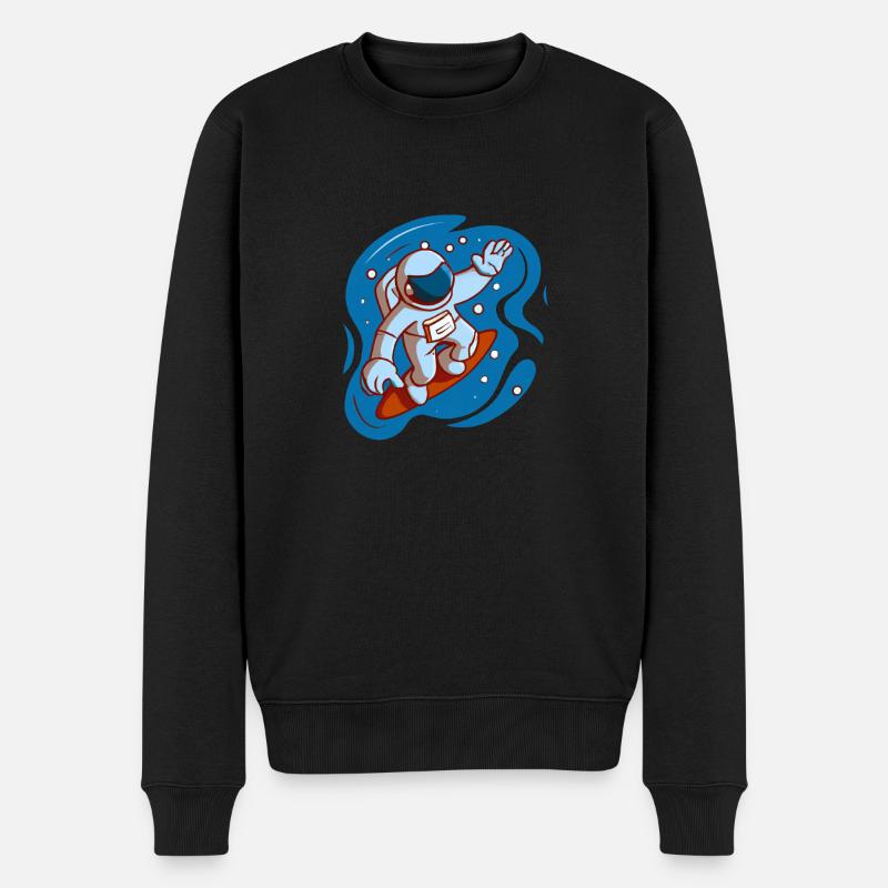 astronaute surf dans l'espace - Pull Premium bio Homme - noir