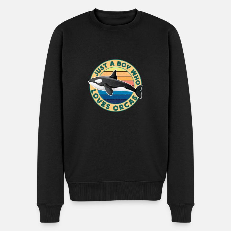 Drôle juste un garçon qui aime les orques Citation Retro Cool - Pull Premium bio Homme - noir