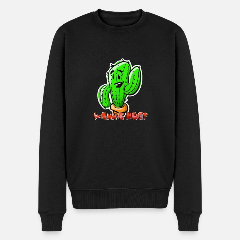 Cactus wanna Hug - Männer Premium Bio Pullover - Schwarz