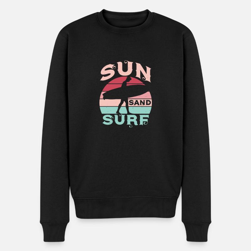 SONNE SAND SURFEN - Männer Premium Bio Pullover - Schwarz