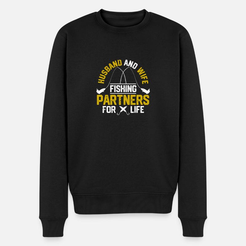 Ehemann und Ehefrau Angeln Partner für das Leben - Männer Premium Bio Pullover - Schwarz