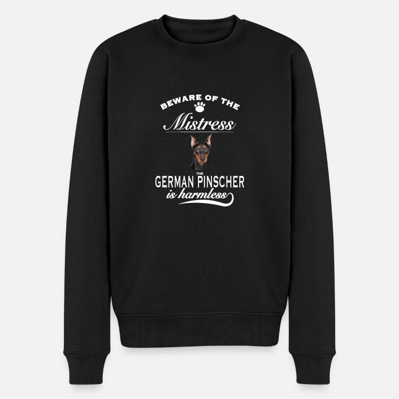 Beware of the mistress harmless Deutscher Pinscher - Männer Premium Bio Pullover - Schwarz