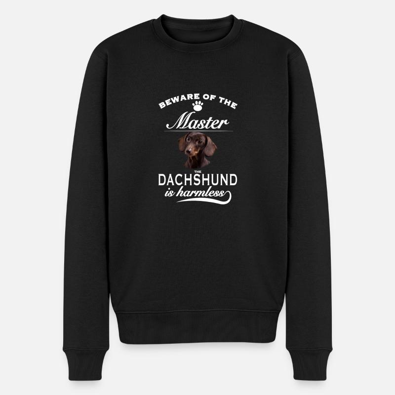 Beware of the master, harmless Dachshund - Männer Premium Bio Pullover - Schwarz