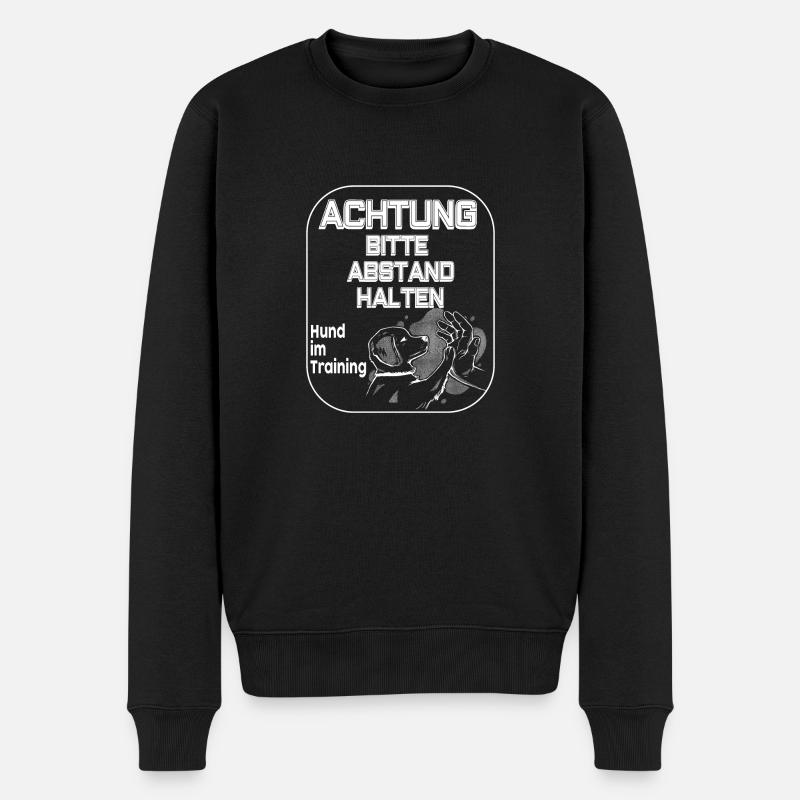 Achtung Hund im training - Männer Premium Bio Pullover - Schwarz