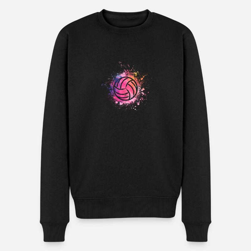 Aquarell Volleyball Liebhaber Fan Trainer - Männer Premium Bio Pullover - Schwarz