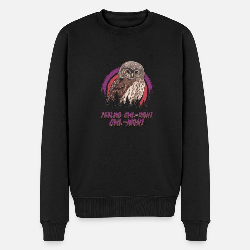 Feeling Owl-right, Owl-night Night Animal Nocturna - Männer Premium Bio Pullover - Schwarz