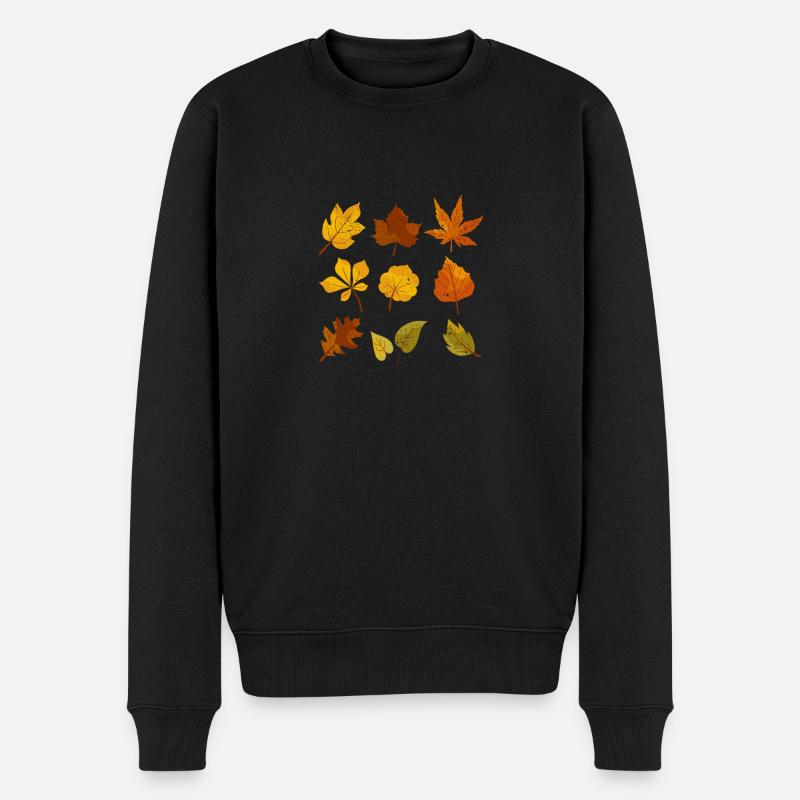 Feuilles d’automne Octobre Amoureux Feuille d’automne Feuille d’érable - Pull Premium bio Homme - noir