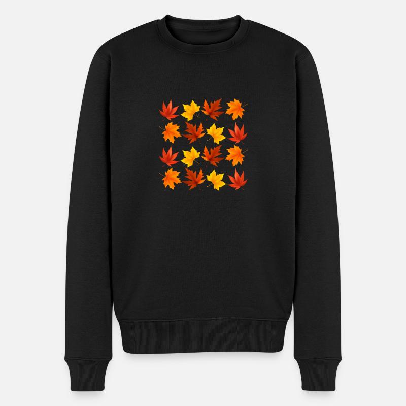 Fall Leaves Oktober Lover Herbst Leave Maple Leaf - Männer Premium Bio Pullover - Schwarz