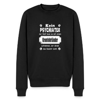 Kein Psychiater - Lustiger Spruch - Kromfohrländer - Männer Premium Bio Pullover - Schwarz - Vorne - Nico (187cm)