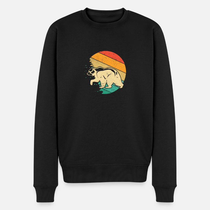 Retro Tier Wald Liebhaber Vintage Grizzly Braunbär - Männer Premium Bio Pullover - Schwarz