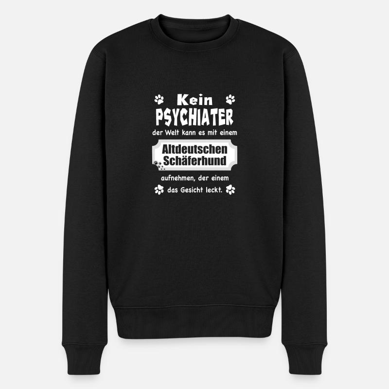 Kein Psychiater - Spruch Altdeutscher Schäferhund - Männer Premium Bio Pullover - Schwarz
