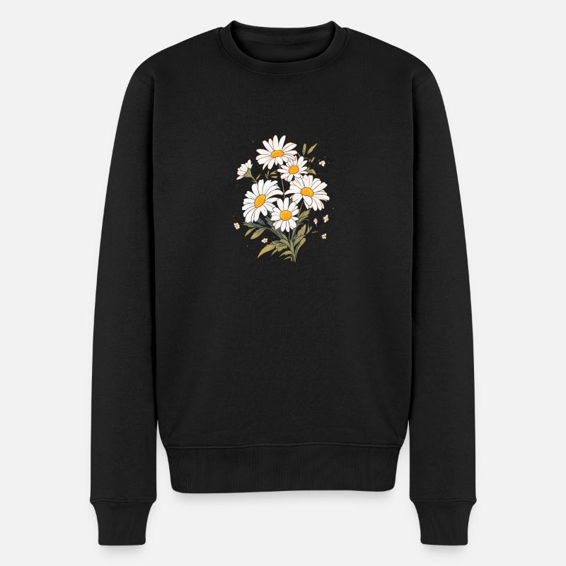 Gänseblümchen Blumen Vintage Lover Cool Gänseblümchen Neuheit - Männer Premium Bio Pullover - Schwarz