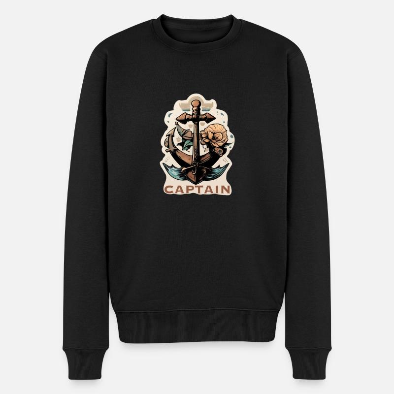 Kapitän - Männer Premium Bio Pullover - Schwarz