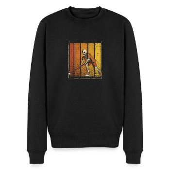Kürbis Skelett Eishockey Halloween Wintersport - Männer Premium Bio Pullover - Schwarz - Vorne - Nico (187cm)