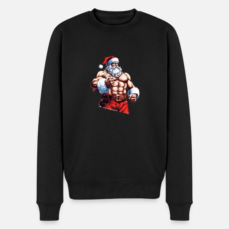 Personal Trainer für Rentiere: Santa Bodybuilder Chr - Männer Premium Bio Pullover - Schwarz