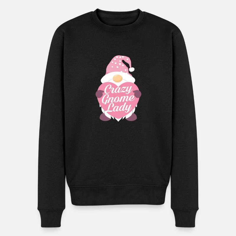 Crazy Gnome lady - Männer Premium Bio Pullover - Schwarz