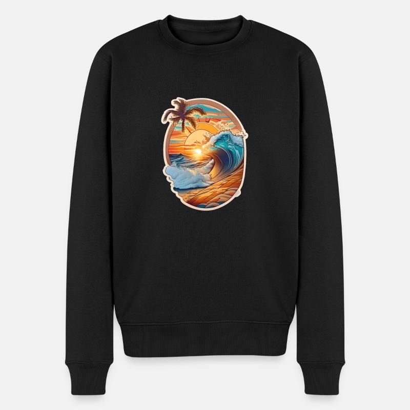 plage et vague - Pull Premium bio Homme - noir