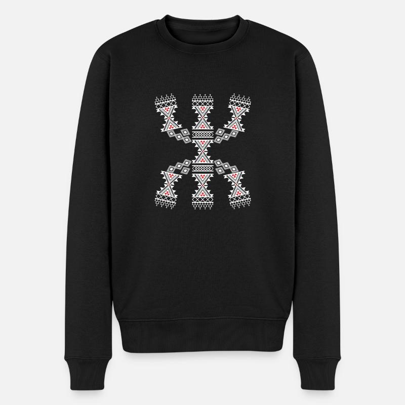 MOTIFS DES TAPIS KABYLE AMAZIGH - Pull Premium bio Homme - noir