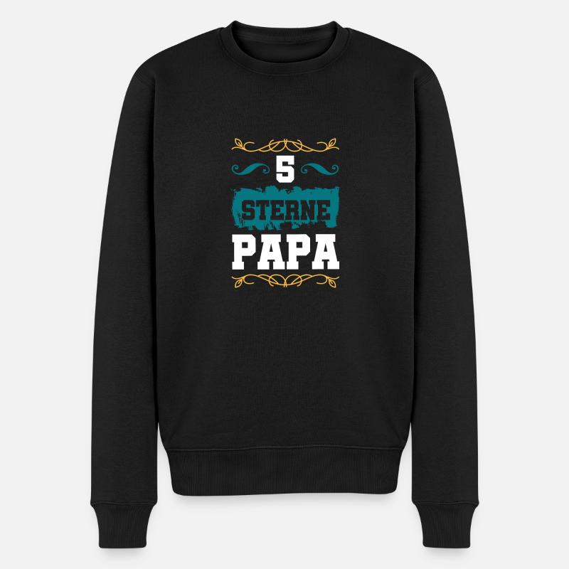 5 Sterne Papa - Männer Premium Bio Pullover - Schwarz