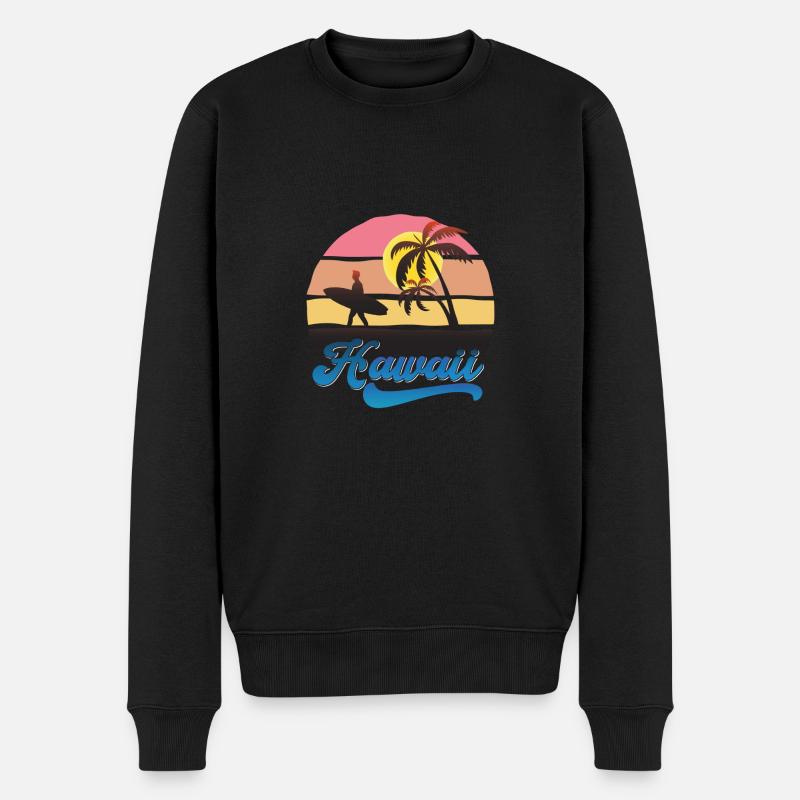 Hawaii Surf Sunset Beach Design - Männer Premium Bio Pullover - Schwarz