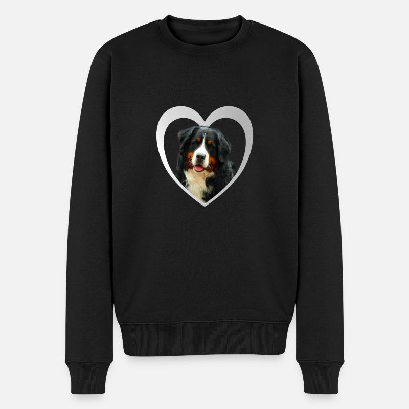 Hundeliebhaber - Hunde Herz - Berner Sennenhund - Männer Premium Bio Pullover - Schwarz
