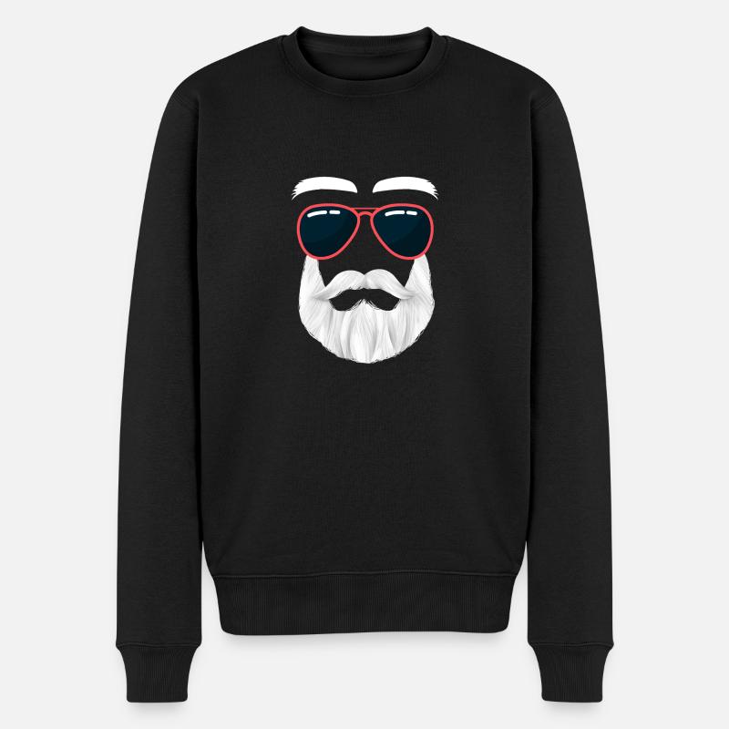 Hipster Weihnachtsmann Bart Lustig Coole Sonnen - Männer Premium Bio Pullover - Schwarz