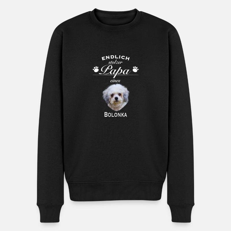 Endlich stolzer Papa - Bolonka - Männer Premium Bio Pullover - Schwarz