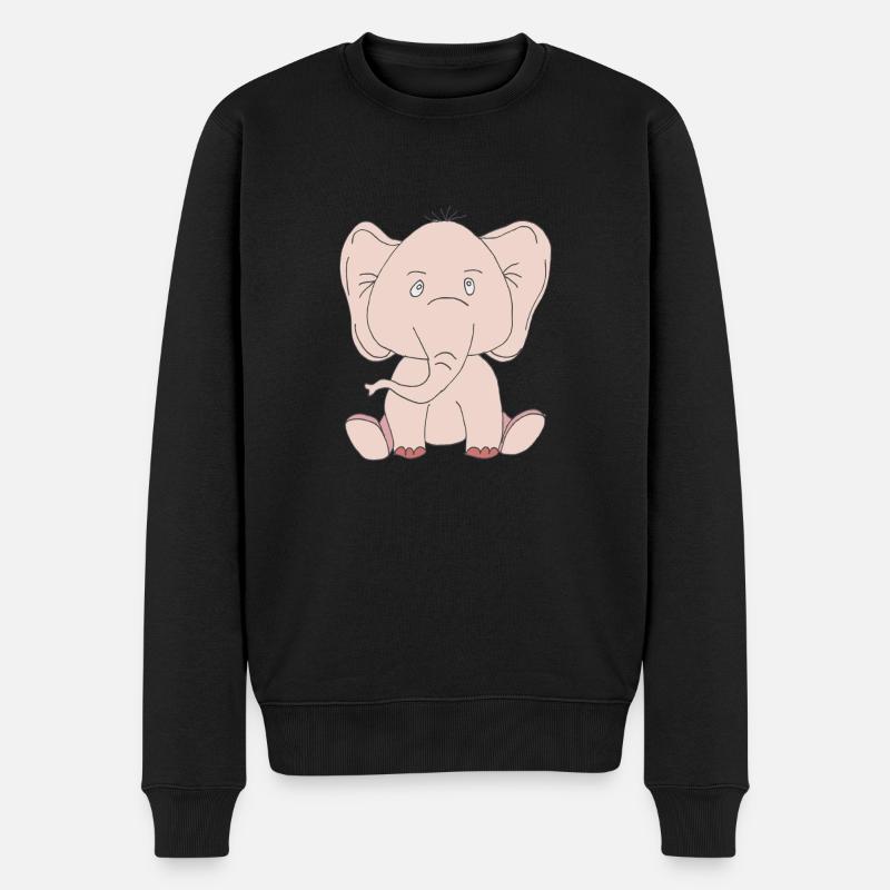 elefant rosa - Männer Premium Bio Pullover - Schwarz