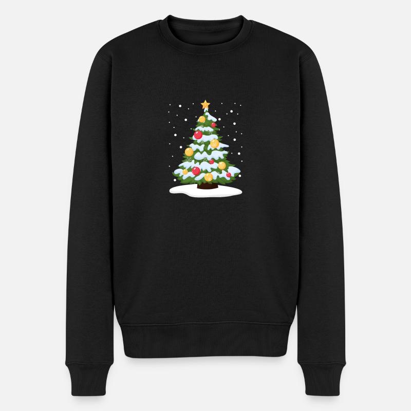 Weihnachtsbaum Kiefer Schnee Winter Urlaub Cool - Männer Premium Bio Pullover - Schwarz