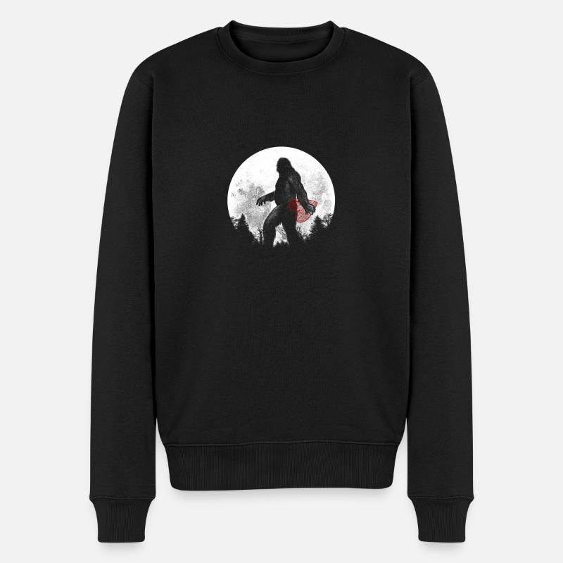 Bigfoot Herz Valentine's Day Liebe Sasquatch - Männer Premium Bio Pullover - Schwarz