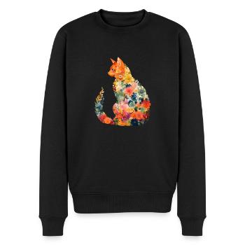 Katzenblumen Geschenk ideal für alle Katzenliebhaber - Männer Premium Bio Pullover - Schwarz - Vorne - Nico (187cm)