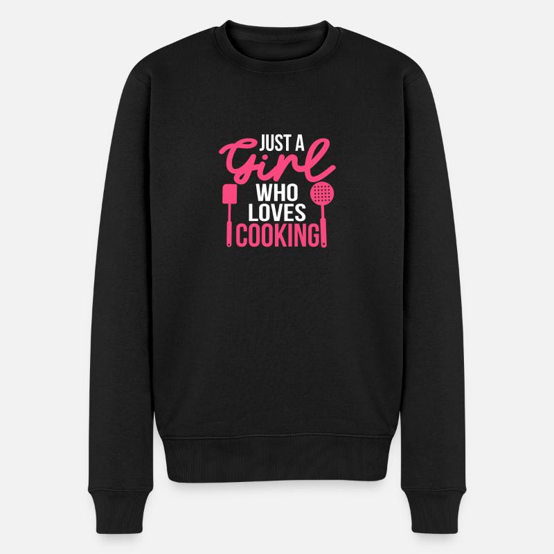 Just A Girl Who Loves Cooking Culinary Cook Chef - Männer Premium Bio Pullover - Schwarz