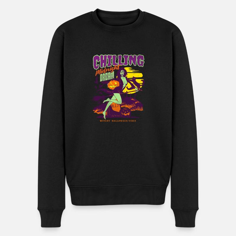 Halloween Hexe Classic Comic - Männer Premium Bio Pullover - Schwarz