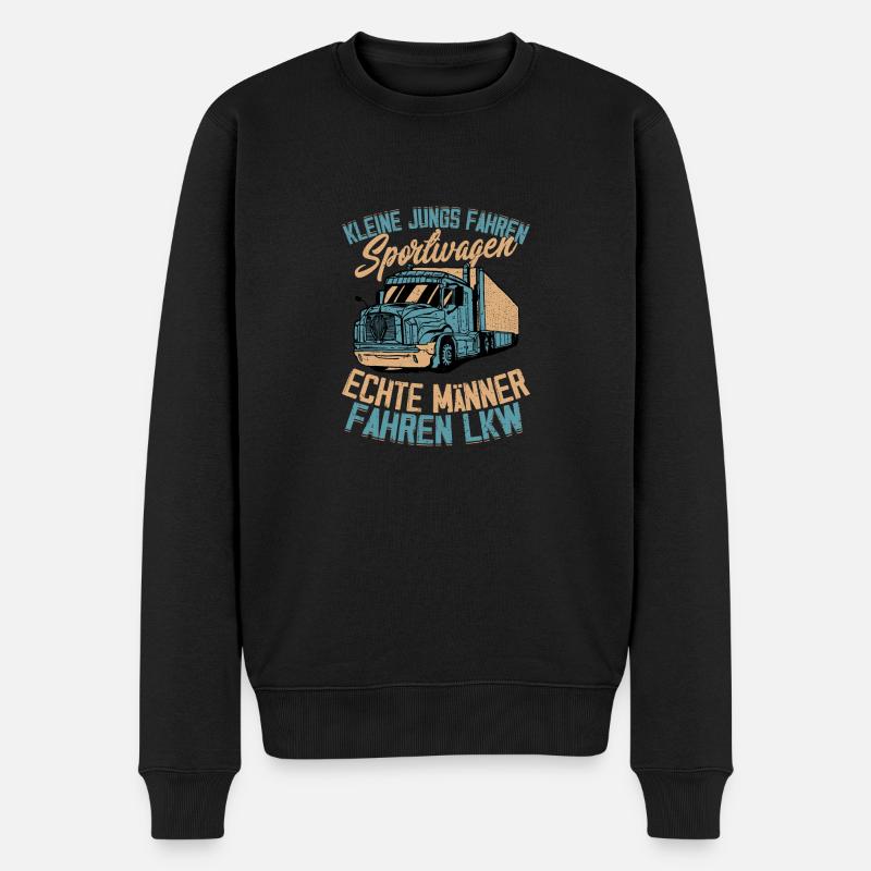 Echte Männer fahren LKW Fahrer - Männer Premium Bio Pullover - Schwarz