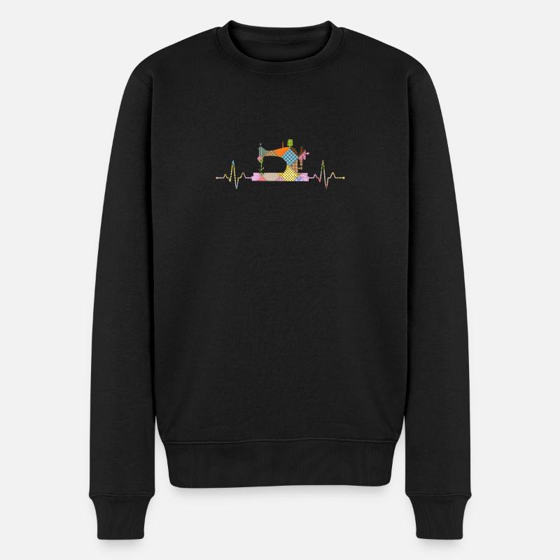 Quilter Herzschlag Nähen Quilten Nähen Nähen Näher - Männer Premium Bio Pullover - Schwarz