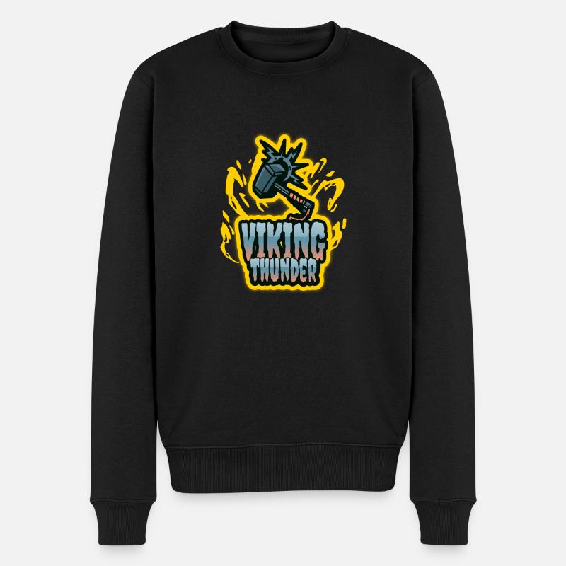 Viking Thunder Spielstil - Männer Premium Bio Pullover - Schwarz