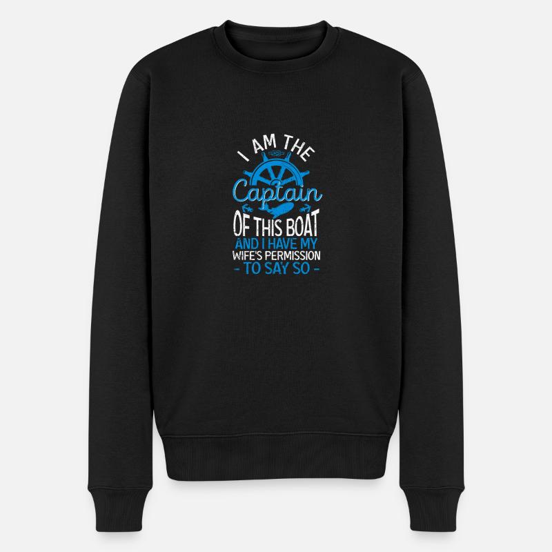 Ich bin der Kapitän dieses Bootes Lustig Boot - Männer Premium Bio Pullover - Schwarz