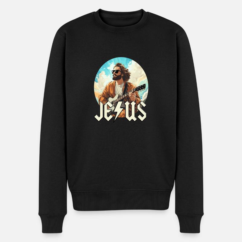 Christ Jesus avec guitare électrique - Pull Premium bio Homme - noir