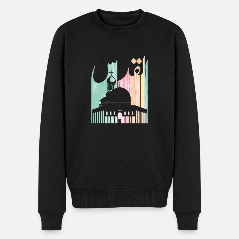 Jerusalem in arabischer Sprache (Al Quds) القدس - Männer Premium Bio Pullover - Schwarz