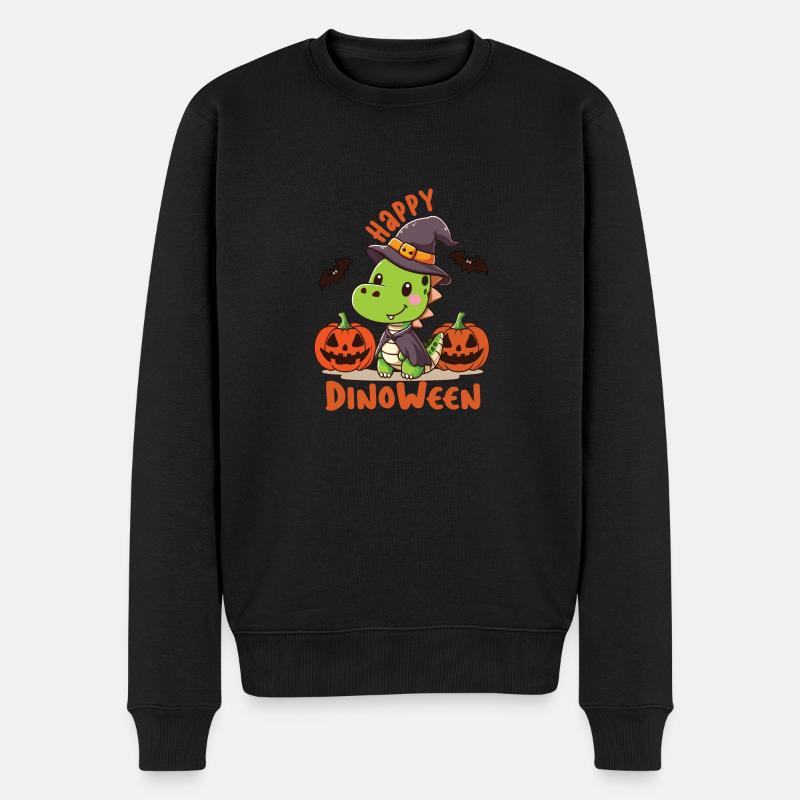 Dinosaure d’Halloween, heureux dinoween - Pull Premium bio Homme - noir