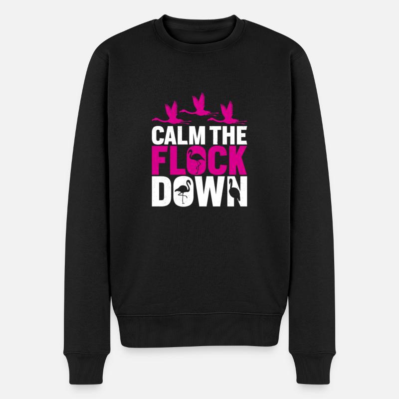 Flamingos beruhigen die Herde - Männer Premium Bio Pullover - Schwarz