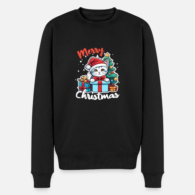 chaton et joyeux noel - Pull Premium bio Homme - noir
