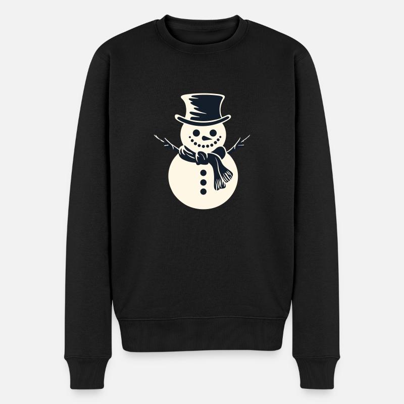 Schneemanns Winterwunderland - Männer Premium Bio Pullover - Schwarz