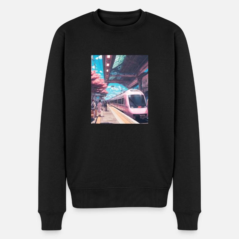 Zug Japan - Männer Premium Bio Pullover - Schwarz