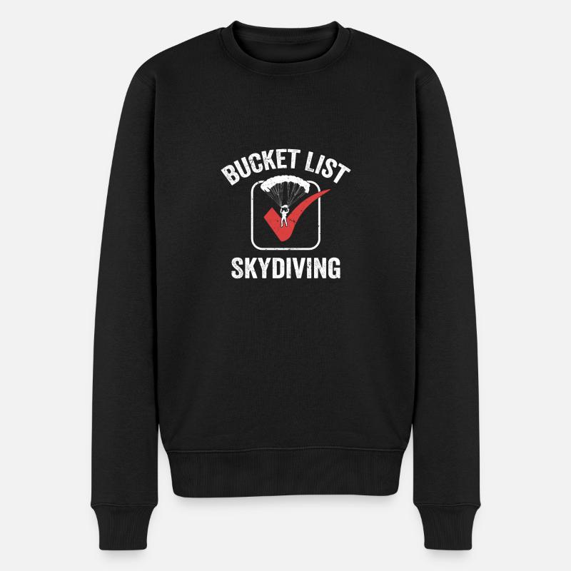 Bucket List Skydiving Parachute Skydiver - Männer Premium Bio Pullover - Schwarz